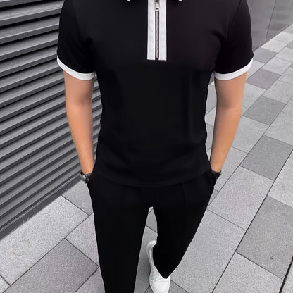 Men's Casual Two-Piece Set - Stretch Comfort Fabric - Suitable for Spring/Autumn Seasons - ayq