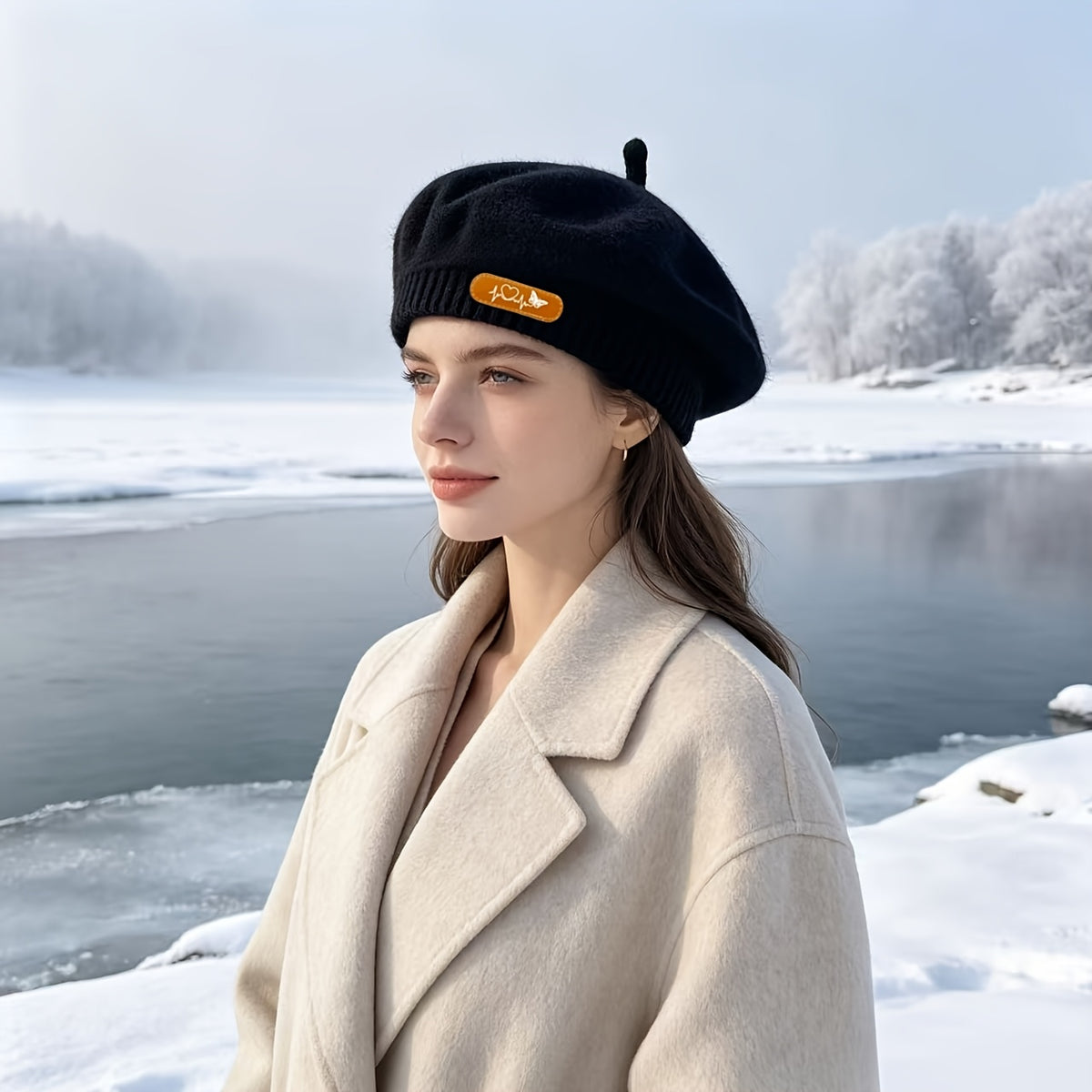Women's Vintage British Style Polyester Beret for Autumn Winter