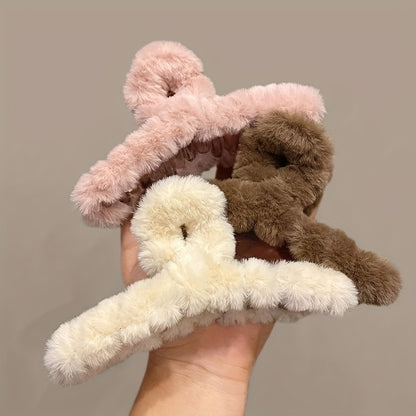 Set of Plush Large Hair Clips for Elegant & Minimalist Styles