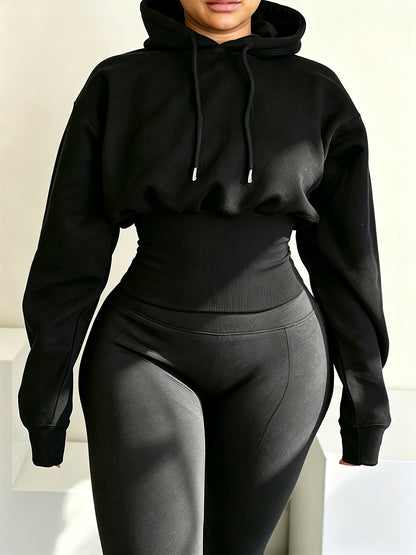Women's Casual Hooded Long Sleeve Cinched Waist Hoodie