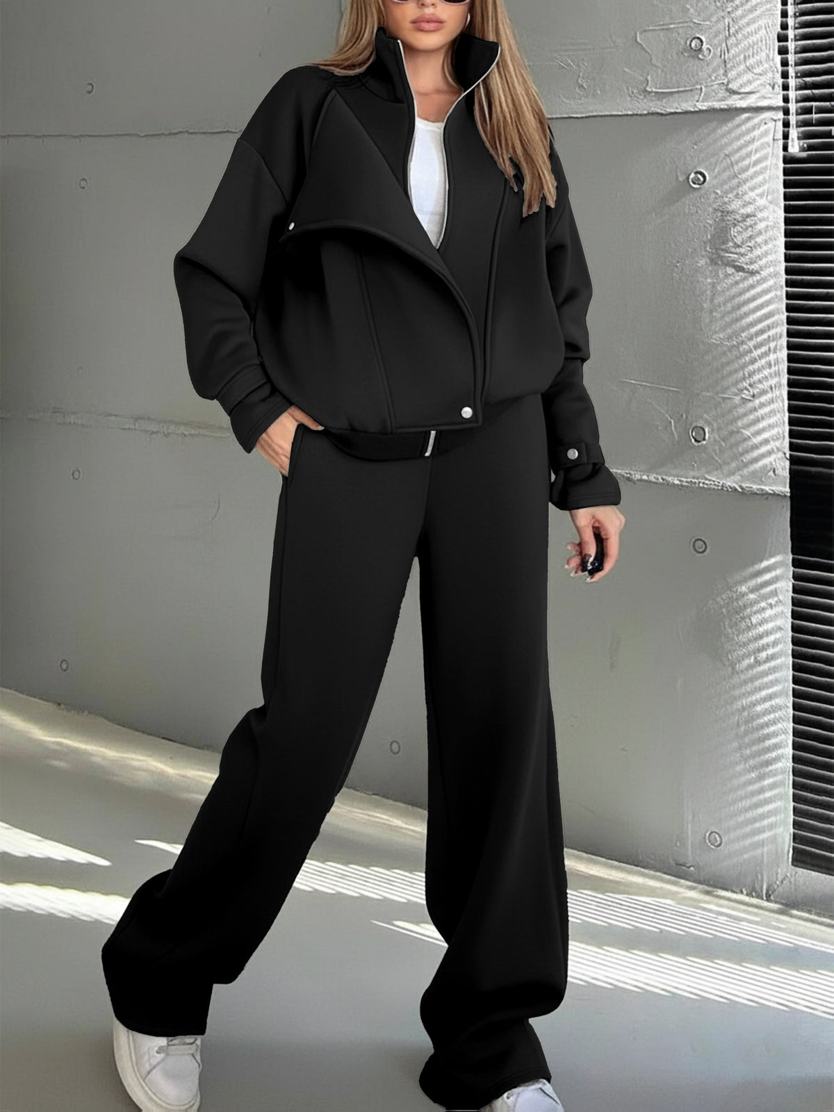 Women's Fall/Winter Suit with Vest & High-Waist Straight Pants