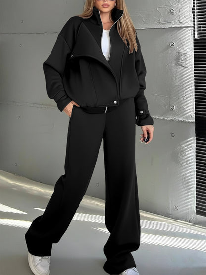 Women's Fall/Winter Suit with Vest & High-Waist Straight Pants