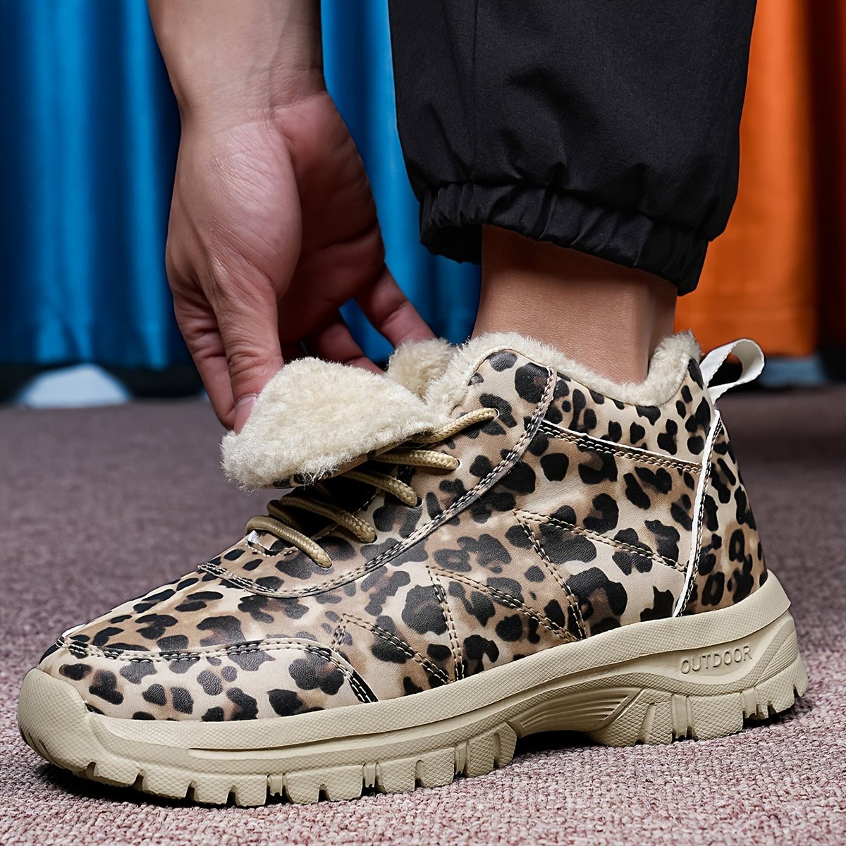 Women'S Winter Snow Boots - Thickened Fleece-Lined High-Top Outdoor Shoes with Leopard Print, Lightweight & Durable MD Sole for Cold Weather, Hiking, and Casual Wear, Winter Boots, Hiking Footwear, Stylish Winter Footwear, Pl