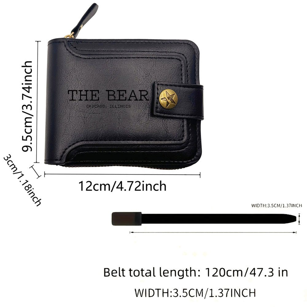 A 2pcs Men'S Belt And Wallet Set from THE BEARSEST Series, Featuring Exquisite Printed Designs. This High-End And Elegant Combination Is Essential for Business Occasions. A Stylish Item Suitable for Both Men And Women, Perfec