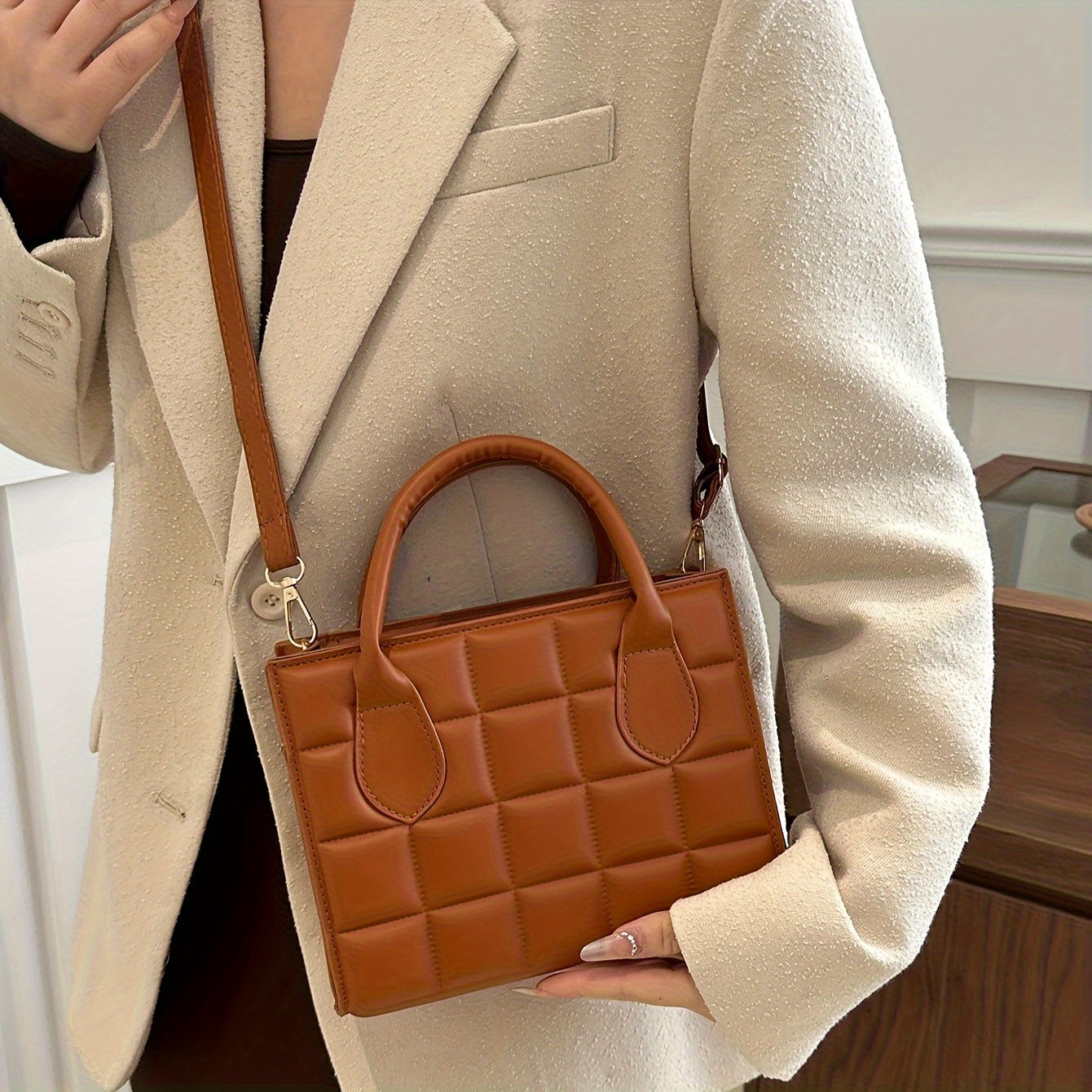 Նորաձև դրոշմված պայուսակ, նորաձև խաչաձև պայուսակ, կանանց համար նախատեսված առօրյա պայուսակ, ուսի պայուսակ և դրամապանակ