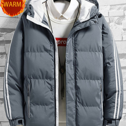 1 հատ տղամարդու ձմեռային բաճկոն գլխարկով, լցոնված վերարկու, սպիտակ և մուգ կանաչ, ոսկեգույն կայծակաճարմանդով, լվացվող մեքենայով, ամենօրյա, արտաքին հագուստի համար (ձյունակայուն, քամուց պաշտպանված) - սովորական, դահուկավազքի, ցրտի համար