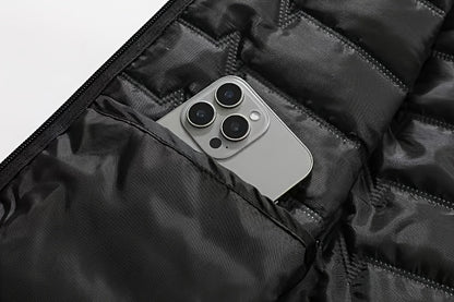 Men's Outdoor Sports Warm Vest Jacket, Stand Collar Multi-Pocket Practical Vest, Soundwave Technology Composite Print Windproof High Quality Sports Jacket - ayq
