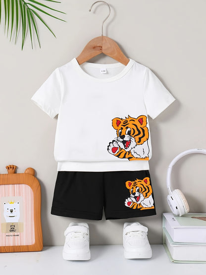 Summer Baby Boys & Girls Cute Tiger Print Short Set