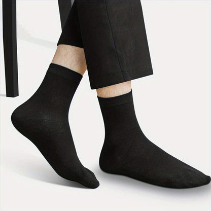 5pairs of Soft, Breathable Men's Black Casual Socks - Perfect for Spring & Summer!
