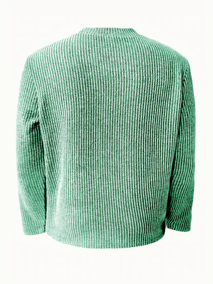 Men'S Casual Long Sleeve Crew Neck Knit Polyester Tops for Spring/Fall, Outdoor, Daily Wear, Weekend, Festival, Valentine'S Day, Independence Day, Birthday, Father'S Day, New Year's, Vacation