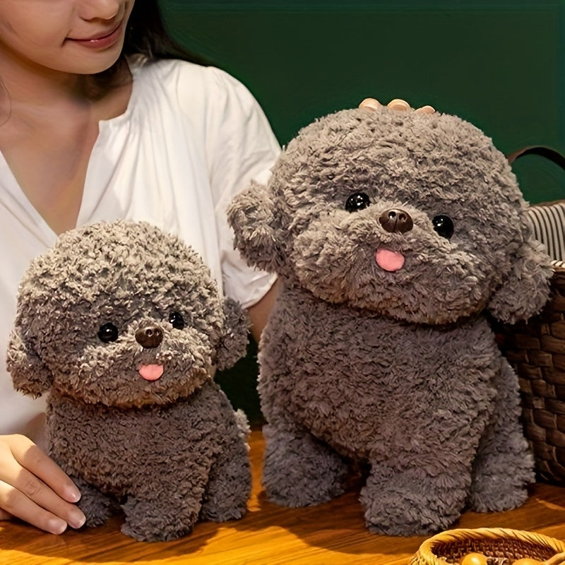 1pc Puppy plush toys, realistic cartoon Bichon Frise plush toys, creative dog animal plush toys, plush toys, perfect gifts, gray/white, no electricity required.