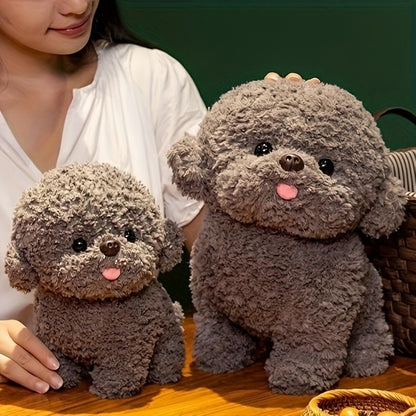 1pc Puppy plush toys, realistic cartoon Bichon Frise plush toys, creative dog animal plush toys, plush toys, perfect gifts, gray/white, no electricity required.