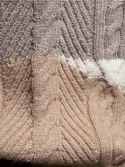 Men's Stylish Solid Knitted Pullover, Casual Mid Stretch Breathable Long Sleeve Crew Neck Top For City Walk Street Hanging Outdoor Activities