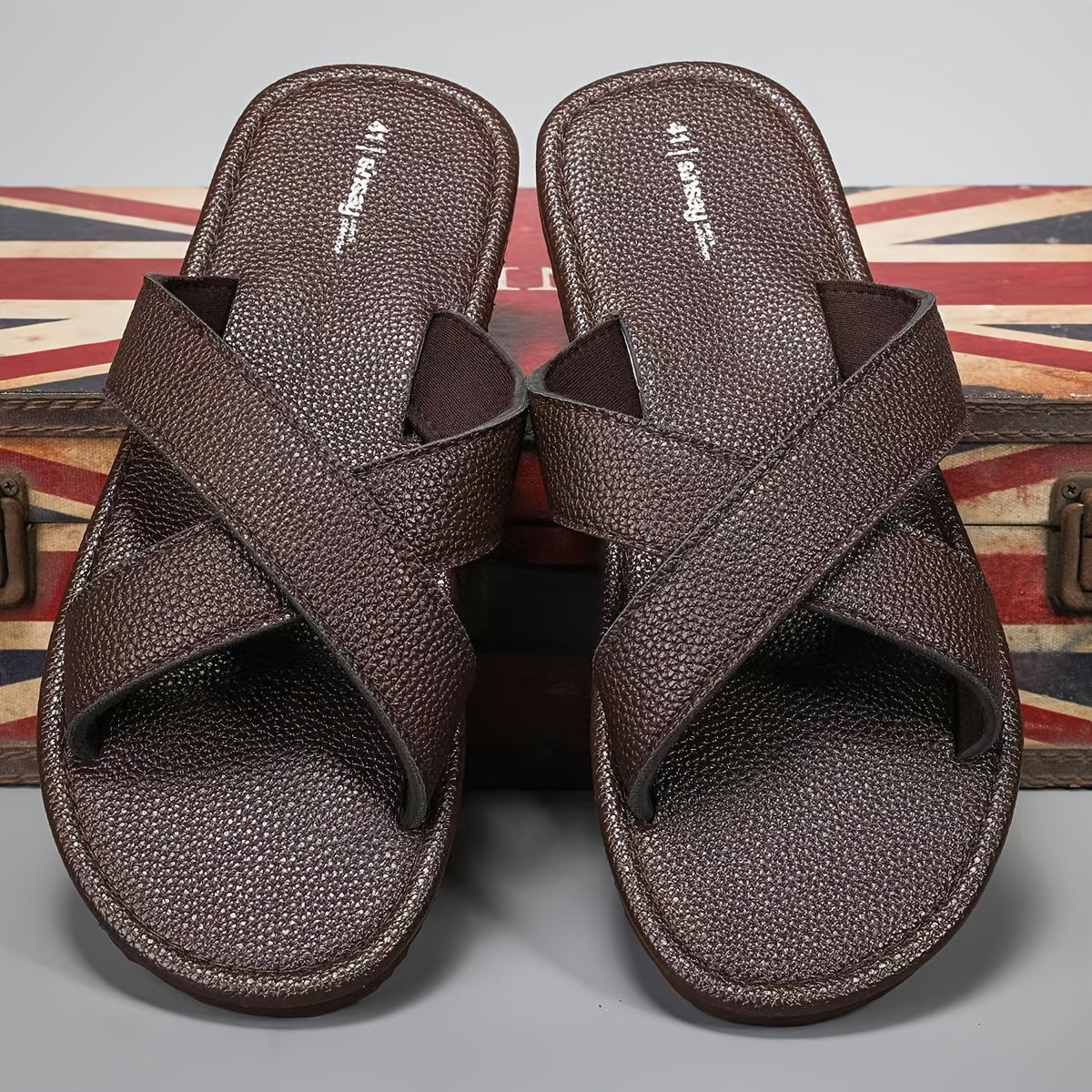 Men's Thin-Sole Cross Strap Slippers - Breathable Summer Slides