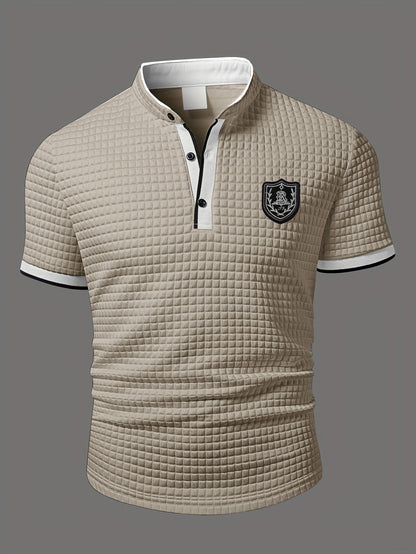 Men's Lightweight Moisture-Wicking Short Sleeve Shirt - Breathable Stretch Fabric, Henley Neck Casual Button-Up for Gym, Summer Outings & Parties (White) - ayq