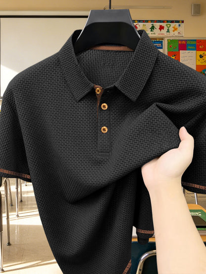 Youth Polo Shirt for Boys, Breathable Summer Top with Geometric Patter