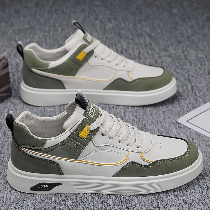 Men'S Casual Athletic Sneakers - Lightweight, Breathable, Fashion-Forward Skate Shoes with Faux Cover and PVC Sole for Outdoor Activities, Hiking, and Everyday Wear, Low-Top Design, Lace-Up Closure, Allseason Shoes | Versatil