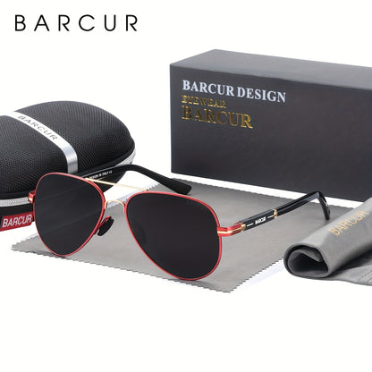 BARCUR Men’s Polarized Pilot Sunglasses Stainless Steel Frame