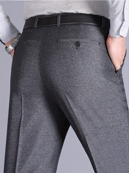 Men'S Casual Spring/Fall Polyester Solid Color Regular Fit Pants with Pocket