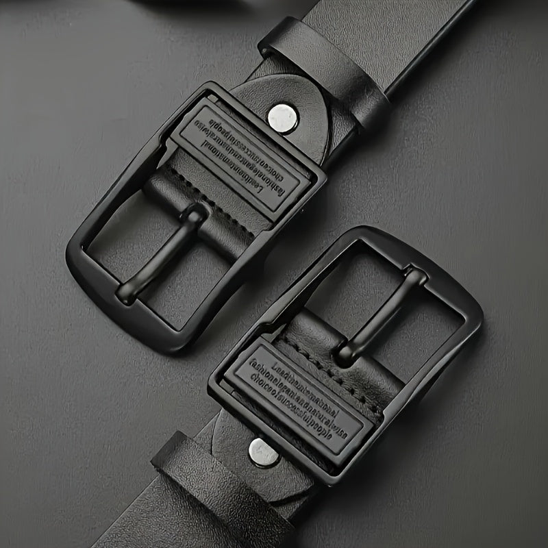 A Men'S Belt Featuring a Black Alloy Buckle - Adjustable with a Vintage Double-Sided Design, Suitable for Both Business And Casual Wear, And Made to Last As a Classic Style - ayq