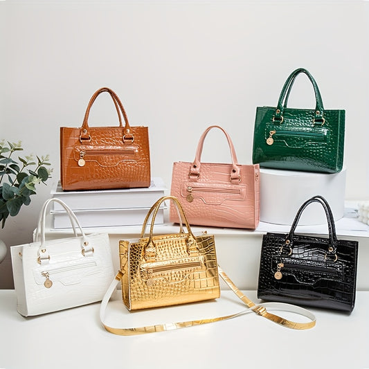 2025 թվականի ամառային նորաձև կանացի միուսով, կոկորդիլոսի նախշերով պայուսակ