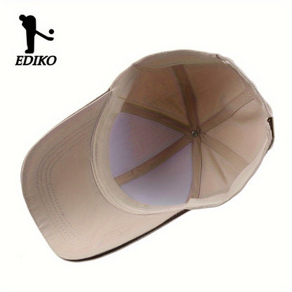 EDIKO Unisex Baseball Cap, 100%, Breathable Sun Protection Hat for Men & Women, Casual Outdoor Golf Cap, Woven, Hand Washable - Black