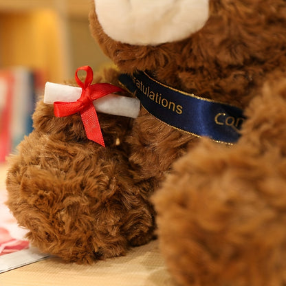 1 Graduation Bear Plush Toy, 23cm/9.1in, Two Colors Available. Ideal as a Gift for Halloween, Thanksgiving, Christmas, New Year, Valentine's Day, Mother's Day, Carnival, Easter, and Graduation Season. Suitable for Living Room