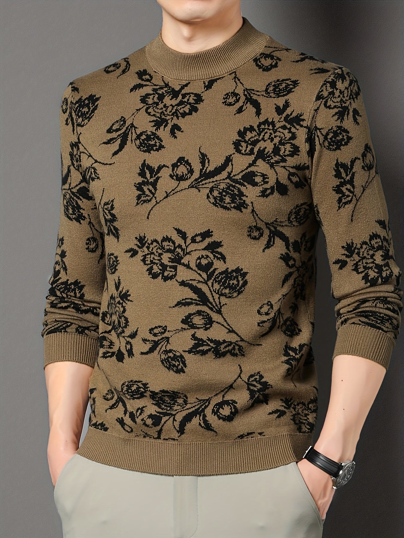 Նոր աշնանային և ձմեռային հավաքածուն ներառում է տղամարդկանց երկարաթև տրիկոտաժե սվիտեր՝ ծաղկային նախշերով, ձևավորված ակոսավոր դետալներով: Այս առօրյա և ոճային սվիտերը կատարյալ է աշնանային և ձմեռային սեզոններին ամենօրյա կրելու համար: