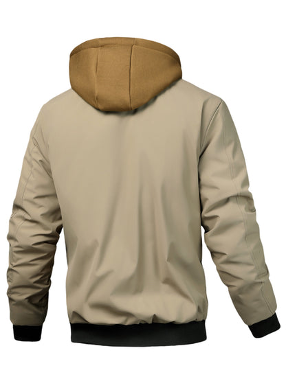 Men's Preppy Hooded Jacket Casual Spring Autumn Outerwear