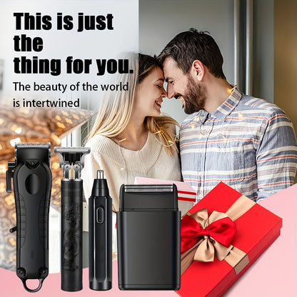 1pc/4pcs Men'S Grooming Kit, Hair Clipper, Electric Shaver, Nose Trimmer, Beard Trimmer, USB Rechargeable Multi-Functional Haircutting Set, Perfect for Beard and Hair Trimming, Travel Essentials, Father'S Day Gift