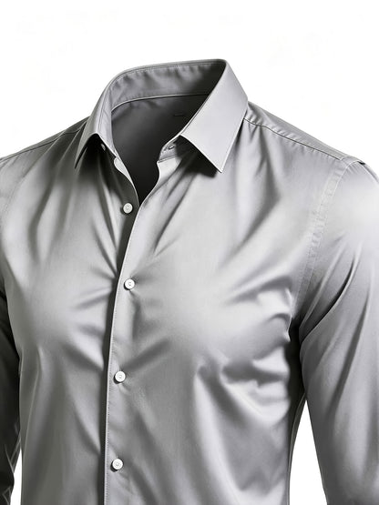 Men's Casual Long Sleeve Button-Up Solid Color Shirt