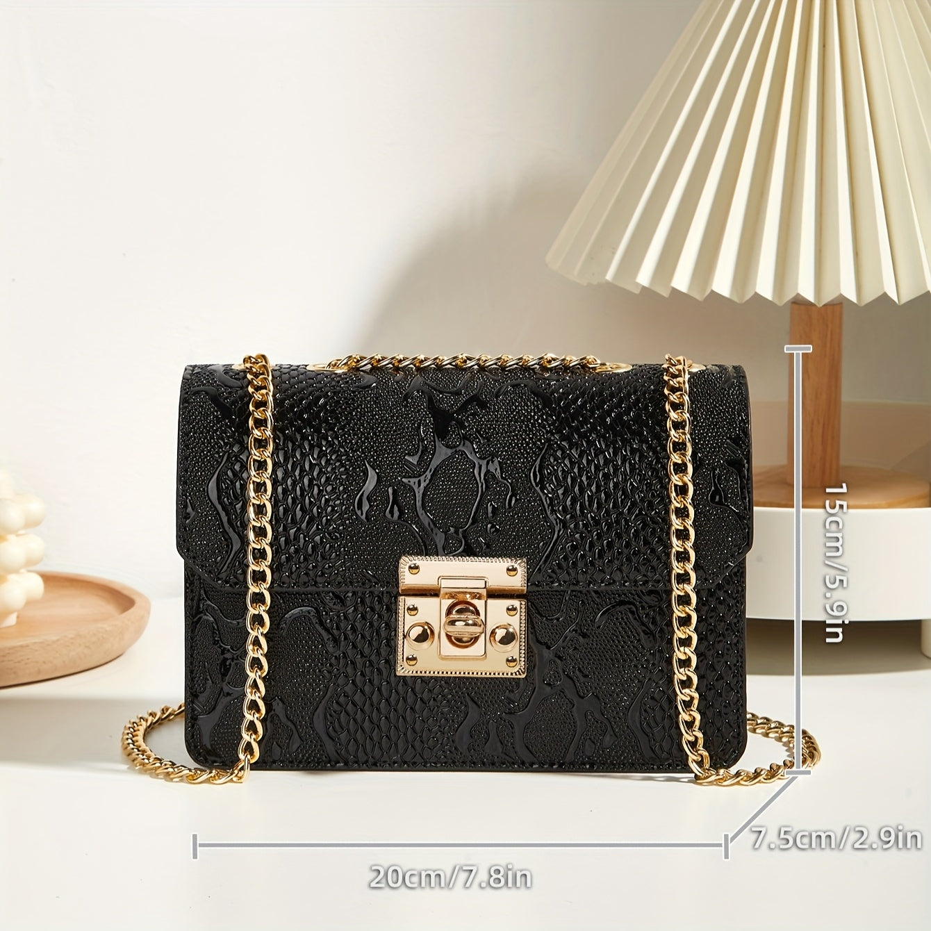 Կանացի վինտաժային սինթետիկ կաշվից ձեռքի և խաչաձև պայուսակ - փոքր գողության համար նախատեսված դրամապանակ՝ անջատվող շղթայական ժապավենով և ճարմանդով փակվող, փոքր ձեռքի պայուսակ՝ հարմար ճանապարհորդությունների, երեկոյան միջոցառումների համար