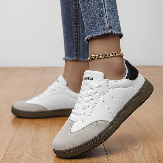 DJSUNNYMIX Women's Casual Sneakers - Stylish Low-Top Walking Shoes with PU Cover Upper, EVA Sole, and Fabric Lining for All-Day Comfort - Perfect for Outdoor Activities and Casual Attire, Ladies Sneakers