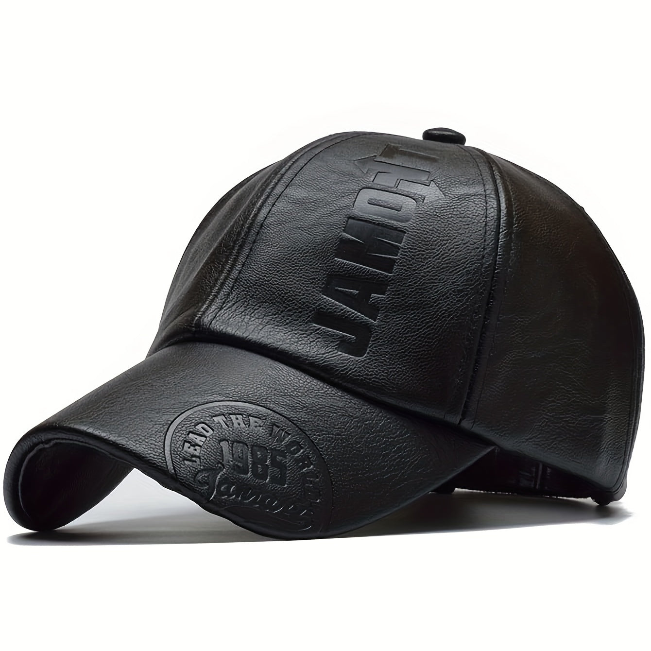 1pc Men's British PU Leather Baseball Cap Adjustable Breathable Casual Hat Spring/Summer/Autumn/Winter Hat Christmas Gift