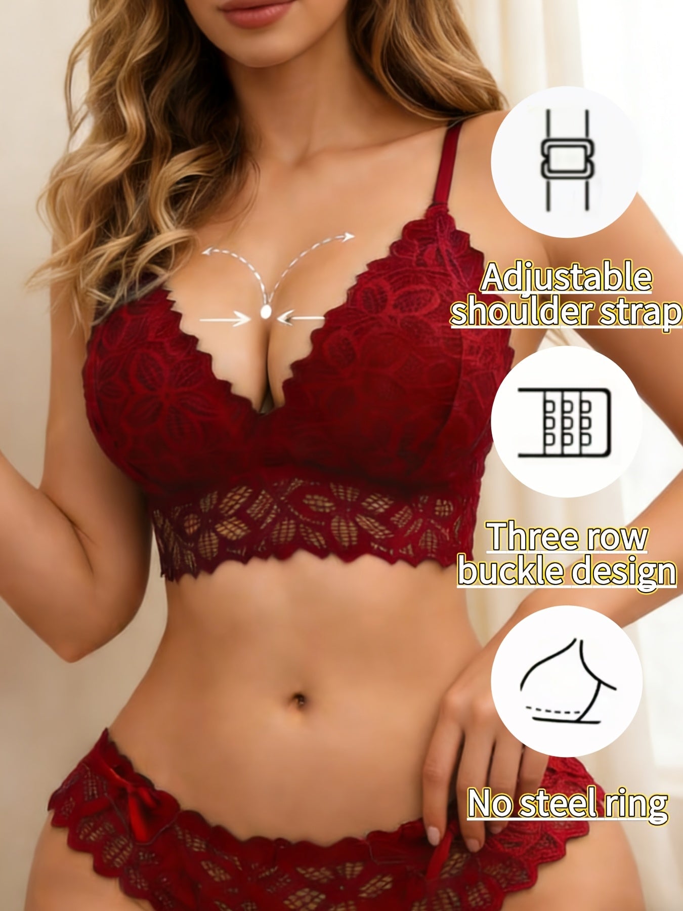 Sexy Women’s Lace Lingerie Set with Romantic Wing Back Design