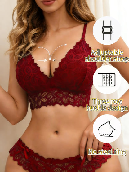 Sexy Women’s Lace Lingerie Set with Romantic Wing Back Design