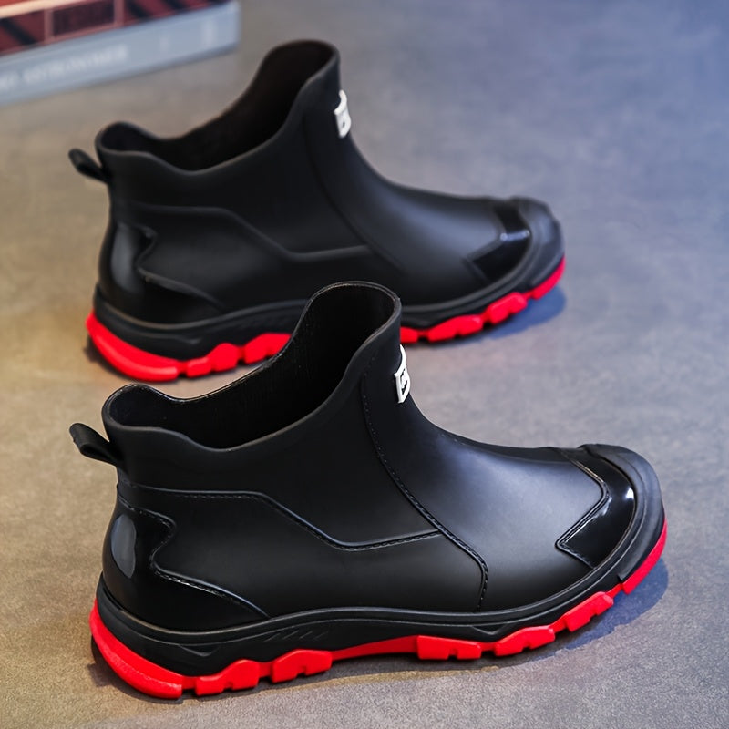 Men's Outdoor Waterproof PU Rain Boots with Rubber Sole