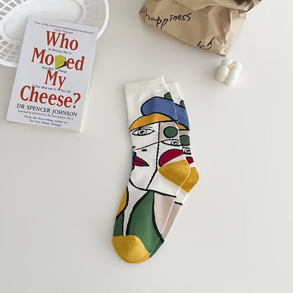 Women'S Mid-Calf Socks, Breathable And Sweat-Absorbing Socks for Spring And Summer, Available in 1/5/10 Pairs for Autumn.