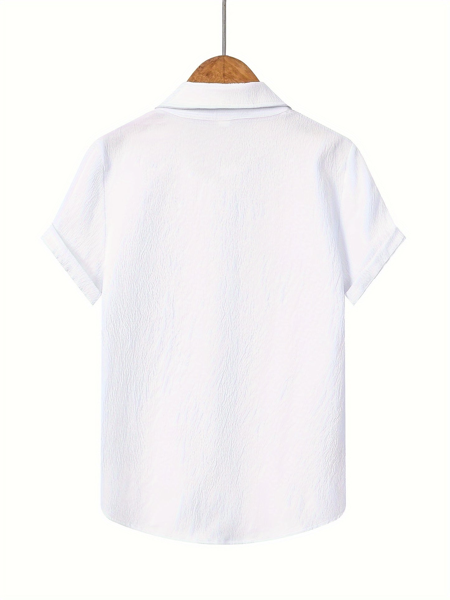 Boys' Casual Short Sleeve Solid Color Shirt with Stretch Fabric