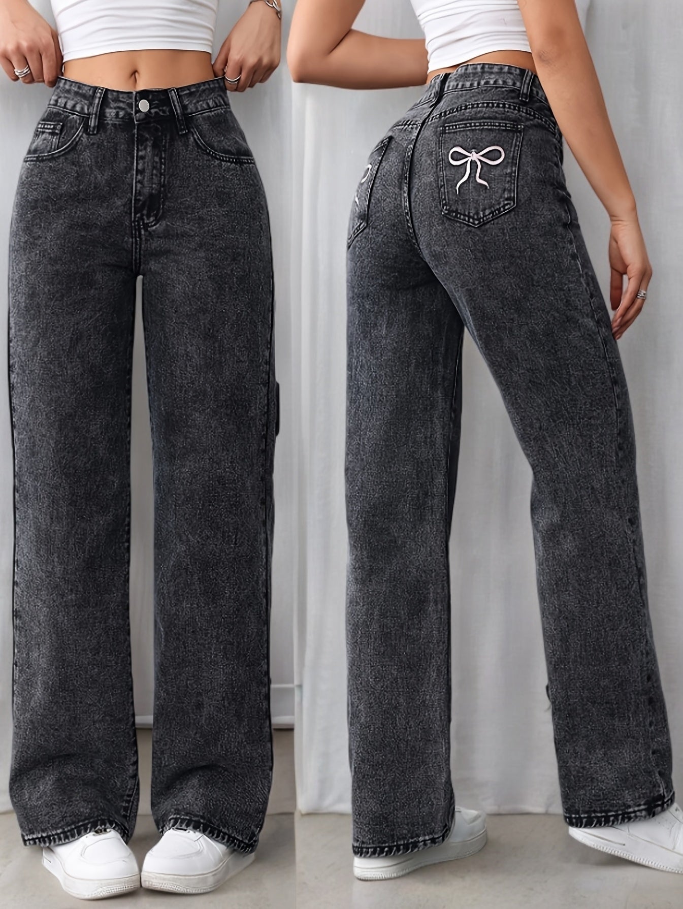 Loose Straight Leg Jeans, Casual Versatile Denim Pants For Women, Women's Clothing & Denim