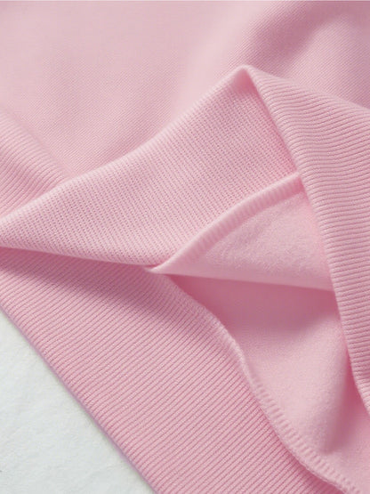 -Lined Women's Crewneck Pullover, Casual Printed Versatile Sweatshirt, Multiple Colors Available