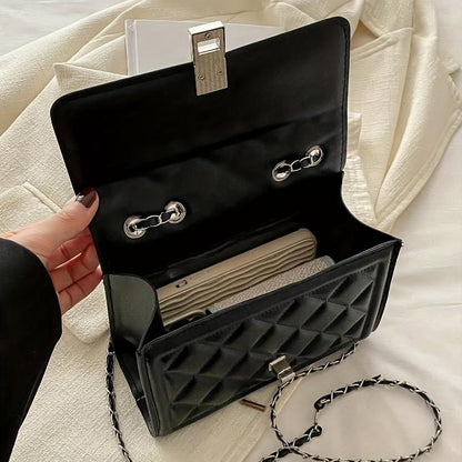 Կանացի էլեգանտ սև ձեռքի պայուսակ՝ պտտվող կողպեքով և շղթայական ժապավենով - Փոխակերպվող ուսի/կրկնակի պայուսակ՝ հարմար ճանապարհորդության, ամենօրյա օգտագործման համար - Երկարակյաց կառուցվածքային դրամապանակ-պարագա՝ շղթայական ժապավենով ()