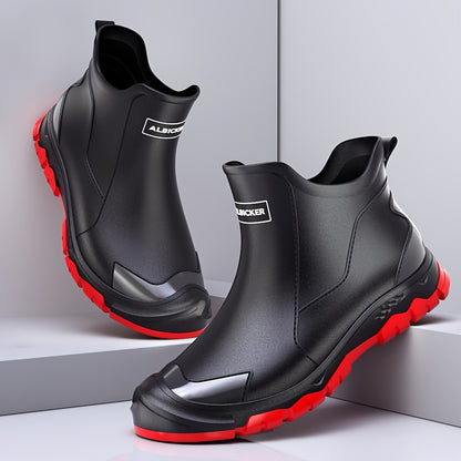 Men's Waterproof PVC Rain Boots, Anti-Slip Short Outdoor Hiking Waders