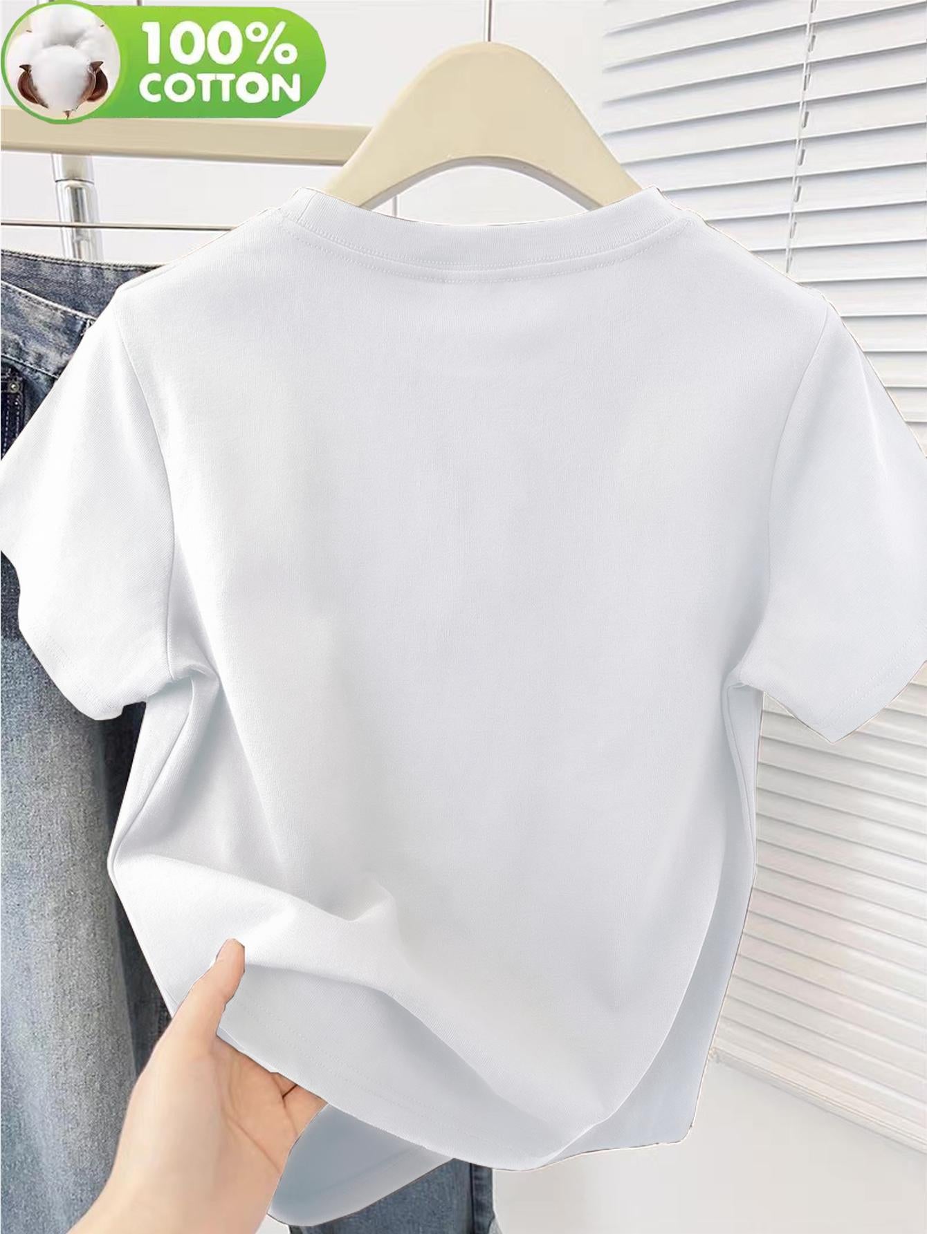 Women's Casual Cotton T-Shirt, Summer Short Sleeve, Breathable Fit
