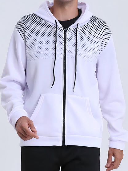 Men's Red Hooded Zip-Up Jacket with Logo Patch Pocket - Logo Personalization, Full-Zip Front Closure, Hooded Collar & Black Zipper - Casual Sportswear Winter Coat for Gym,, Streetwear () - Logo Printing Service, Mens Clothes,