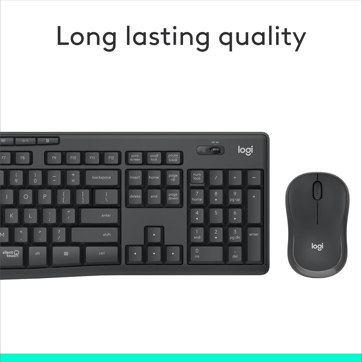 Logitech MK295 Wireless Mouse & Keyboard Combo with Silenttouch Technology, Full Numpad, Advanced Optical Tracking, Lag-Free Wireless, 90% Less Noise - Graphite