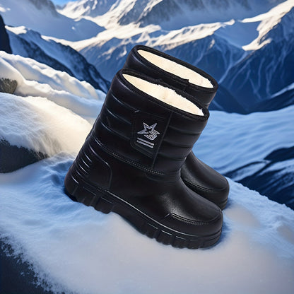 Winter Men'S Rain Boots | Fleece-Lined, Non-Slip, Mid-High Ankle Boots with Slip-On Design, Suitable for Casual Wear and Outdoor Activities