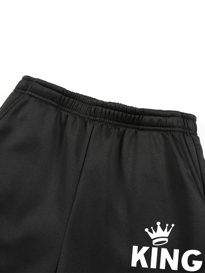 2pcs Boys' Fleece-Lined Thickened Warm Hoodie + Pants Set, Stylish Letter Print Winter Comfortable Sportswear Outfit for Kids Casual Leisurewear, Perfect for, Blanket Hoodie Kids