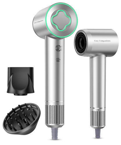 Hair Dryer, 150000 RPM High-Speed Brushless Motor Negative Ionic Blow Dryer for Fast Drying, Low Noise Thermo-Control Hair-Dryer-With-Diffuser and Nozzle