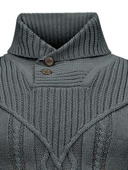 Տղամարդու բարձր օձիքով տաք տրիկոտաժե սվիտեր - ձգվող նորաձև ժապավենավոր սվիտեր, էլեգանտ ջենտլմենական կարդիգան